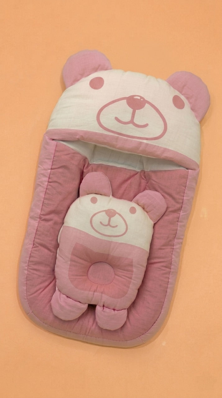 2-Piece Ultra-Soft Animal Character Baby Sleeping Bag & Head-Shaping Pillow Set