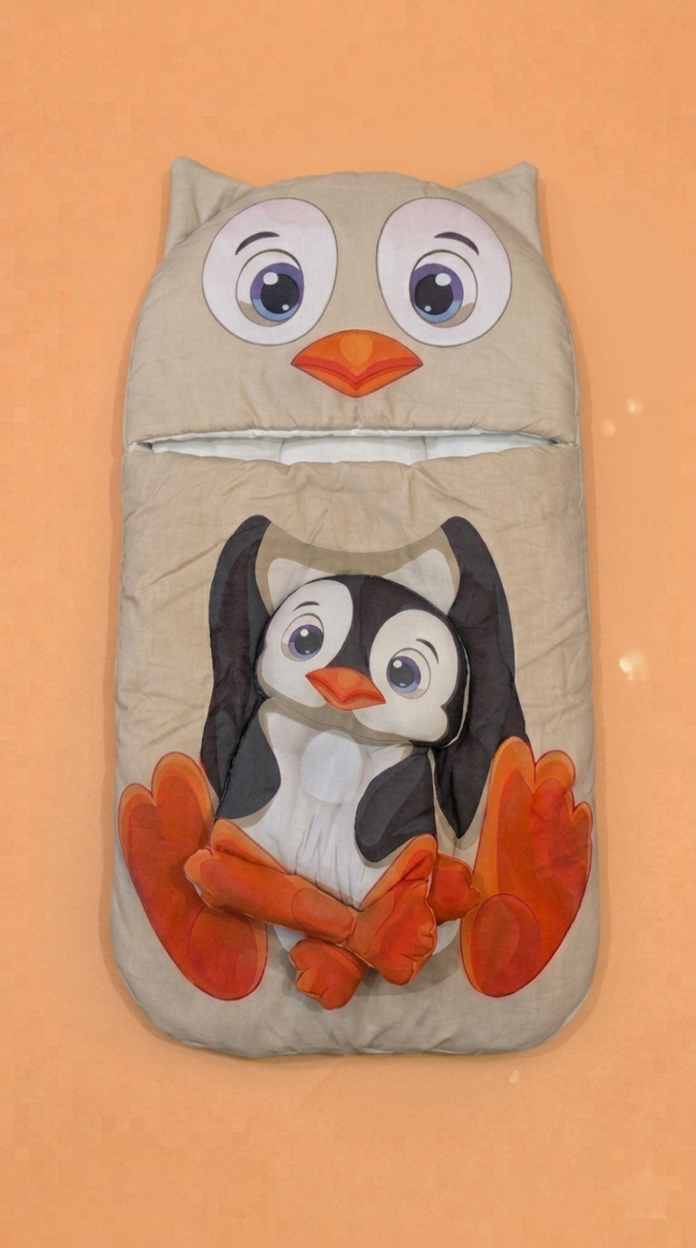 2-Piece Ultra-Soft Animal Character Baby Sleeping Bag & Head-Shaping Pillow Set