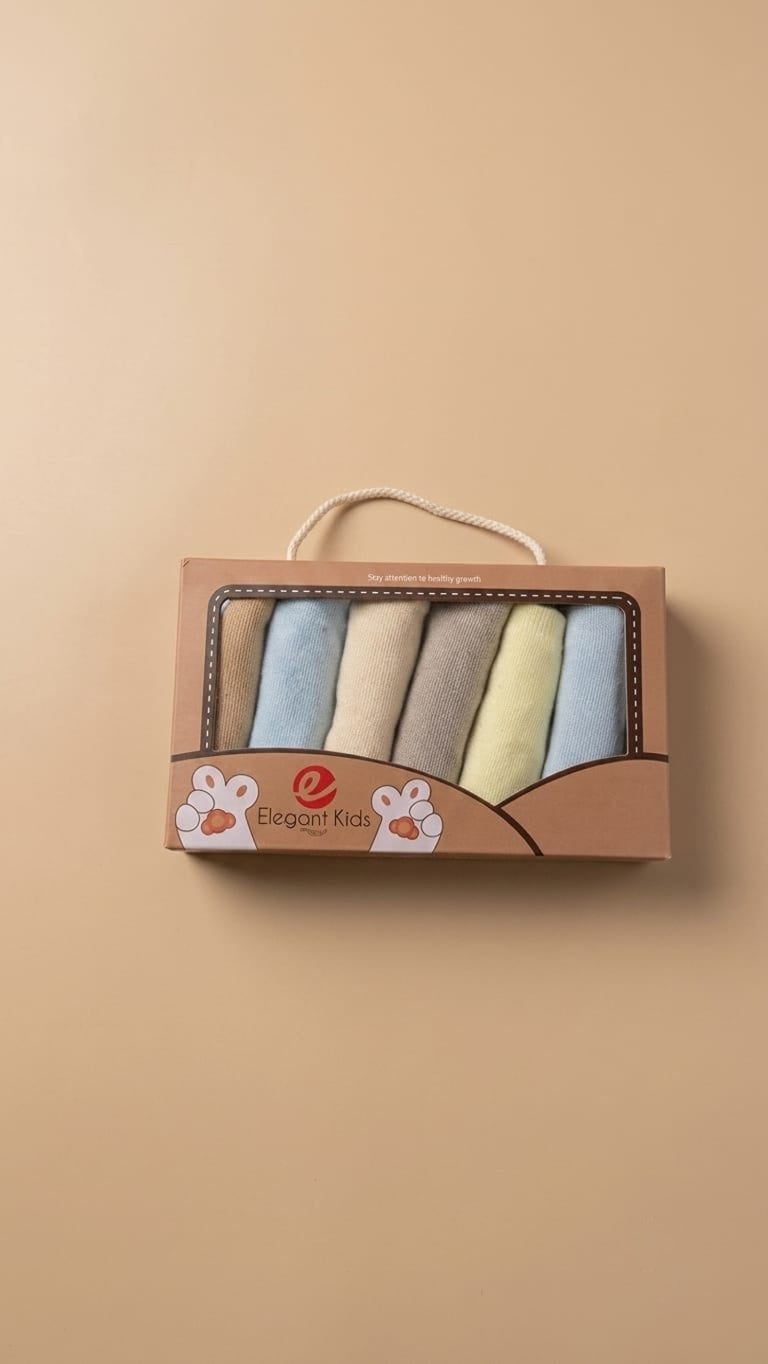 Elegant Kids 6-Pack Soft Cotton Baby Washcloths Gift Box Set